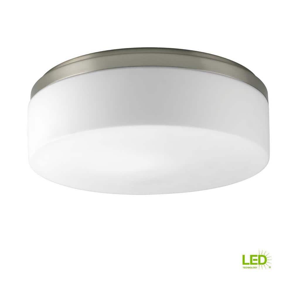 Progress Lighting Maier 1-Light LED Flush Mount, Brushed Nickel, Etched White Opal Acrylic Diffuser