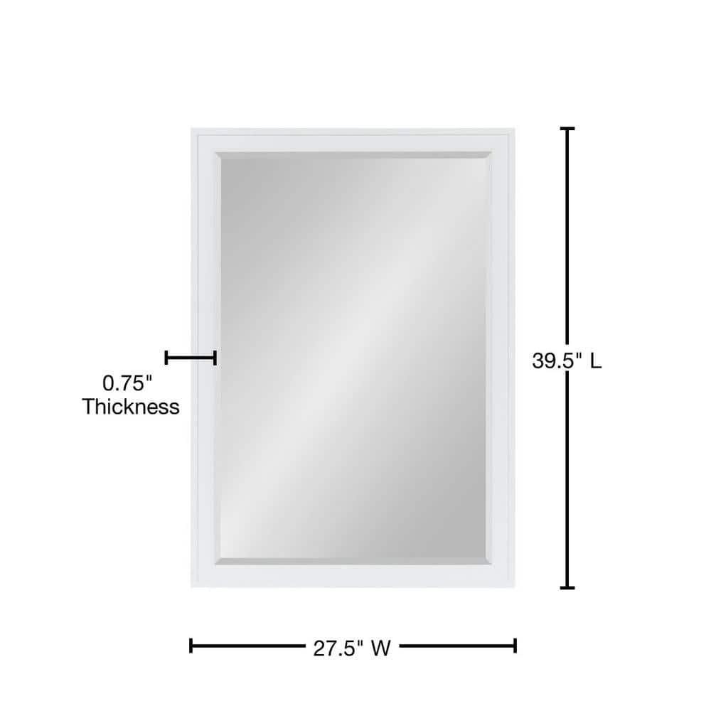 27.5" x 39.5" Bosc Rectangle Wall Mirror White - DesignOvation: Polystyrene Frame, No Assembly Required