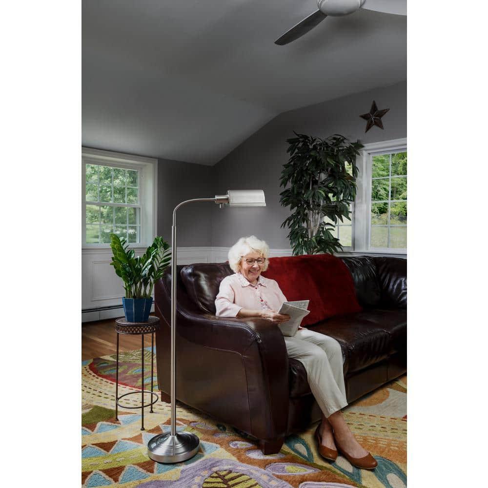 daylight24 Natural Daylight Battery Operated Cordless Floor Lamp, Brushed Nickel