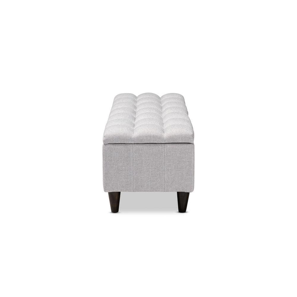 Brette Finished Wood Storage Bench Ottoman Grayish Beige - Baxton Studio: Mid-Century Modern, Bedroom & Entryway