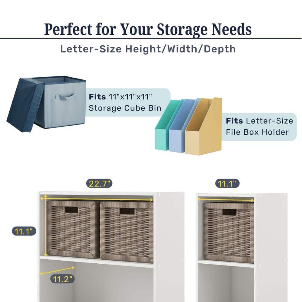 24/7 Shop At Home 46.9" Silkpath Modern 4 Tier Stackable and Modular Bookcase White: Modular Organizer, Open Shelving