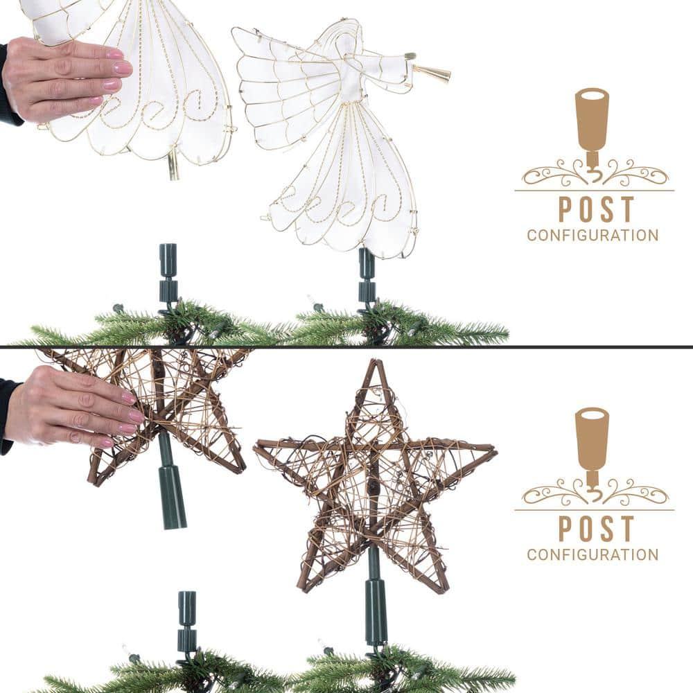[Christmas Tree Topper Holder] - Twist-on Holiday Universal Tree Topper Stabilizer Fits All Base Types- Metal Green Support Rod with Adjustable attachments to stabilize Seasonal Treetop Ornaments
