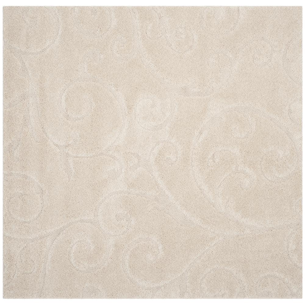 Florida Shag SG455 Power Loomed Indoor Area Rug - Creme/Creme - 5'x5' - Safavieh.