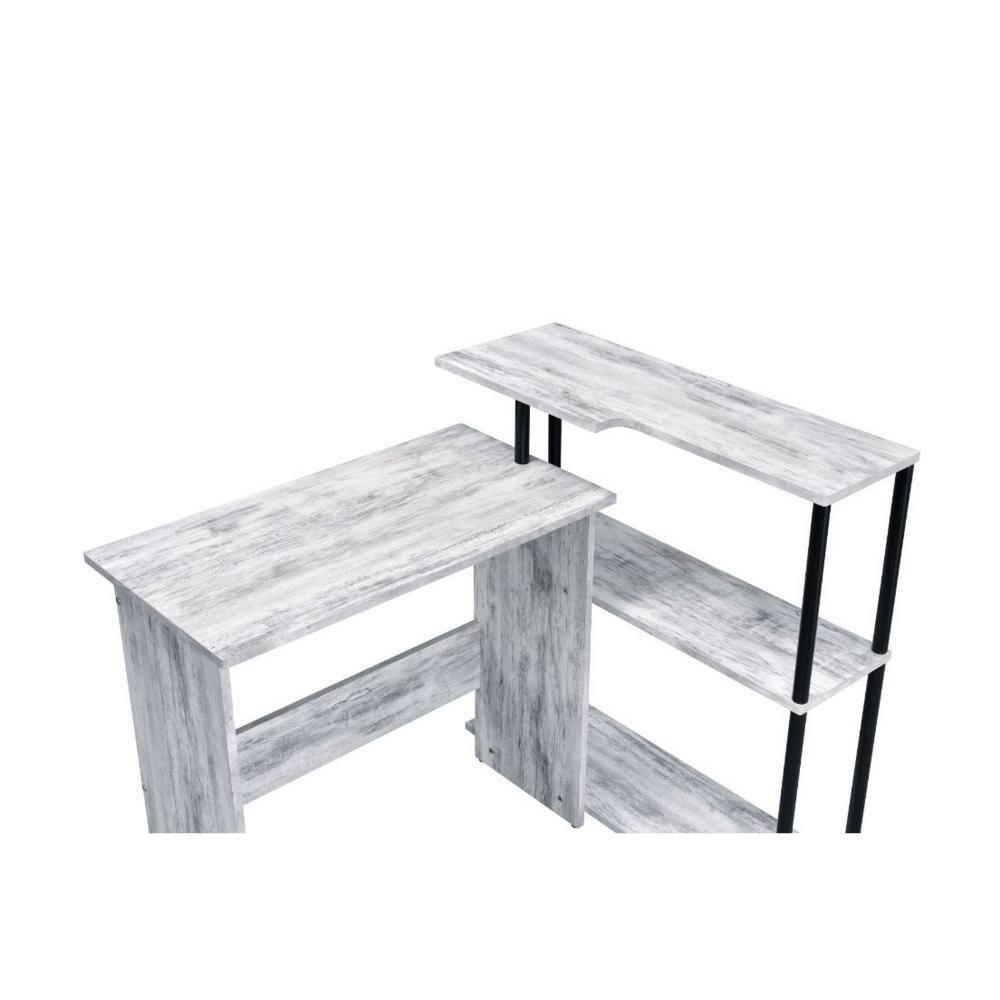 Valo L-Shaped Solid Wood Top Metal Base Writing Desk