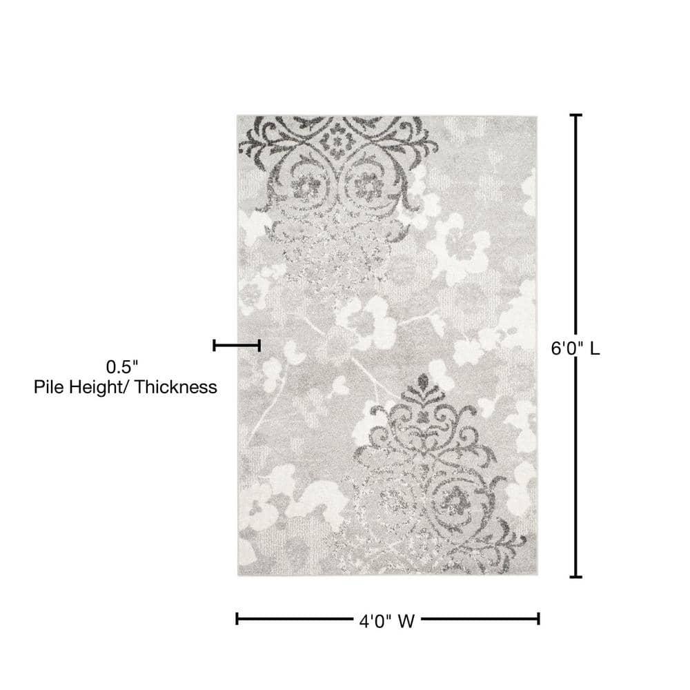 Adirondack ADR114 Machine Made Indoor Area Rug - Silver/Ivory - 4'x6' - Safavieh