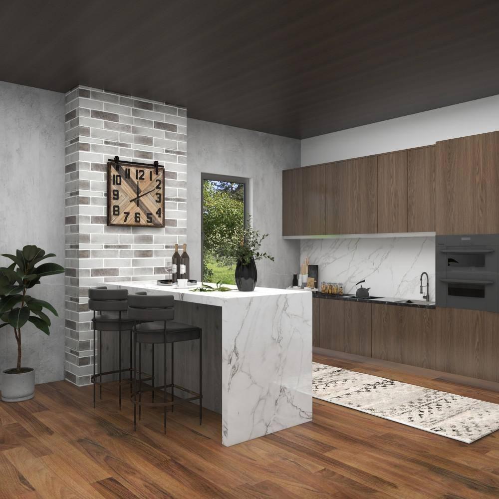 DecMode Reloj de Pared Industrial Esculpido en Madera con Patrón de Tejido y Acabado Marrón, 24"Ancho x 27"Alto