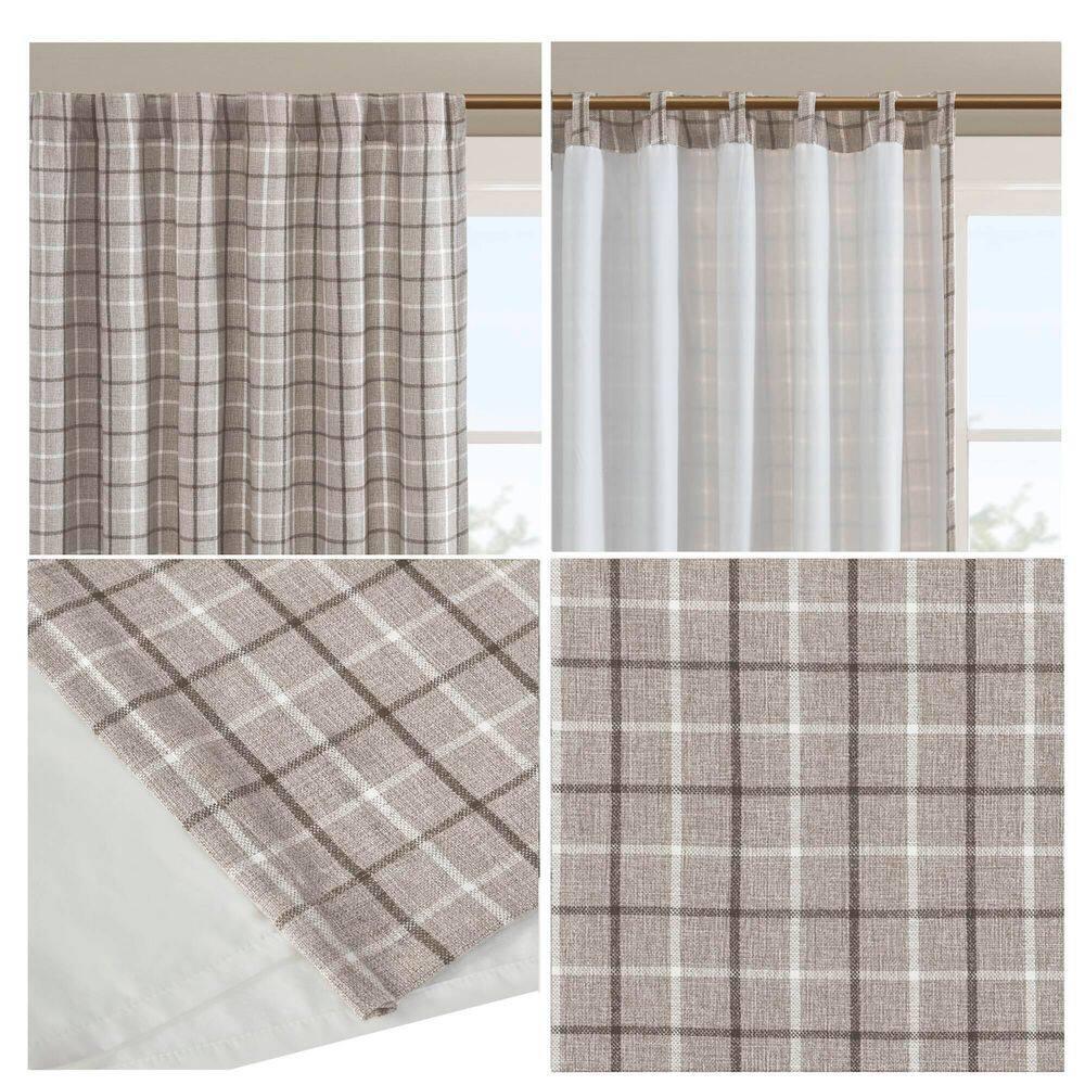 Anaheim Woven Plaid Room Darkening Thermal Fleece Lined Single Curtain Panel
