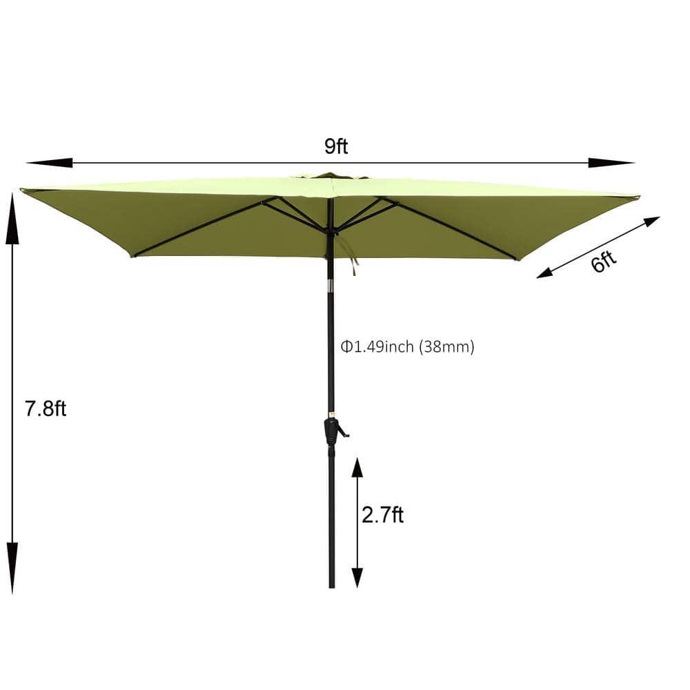 Canddidliike 6x9ft Patio Umbrella, Outdoor Waterproof Umbrella with Crank and Push Button Tilt - Green