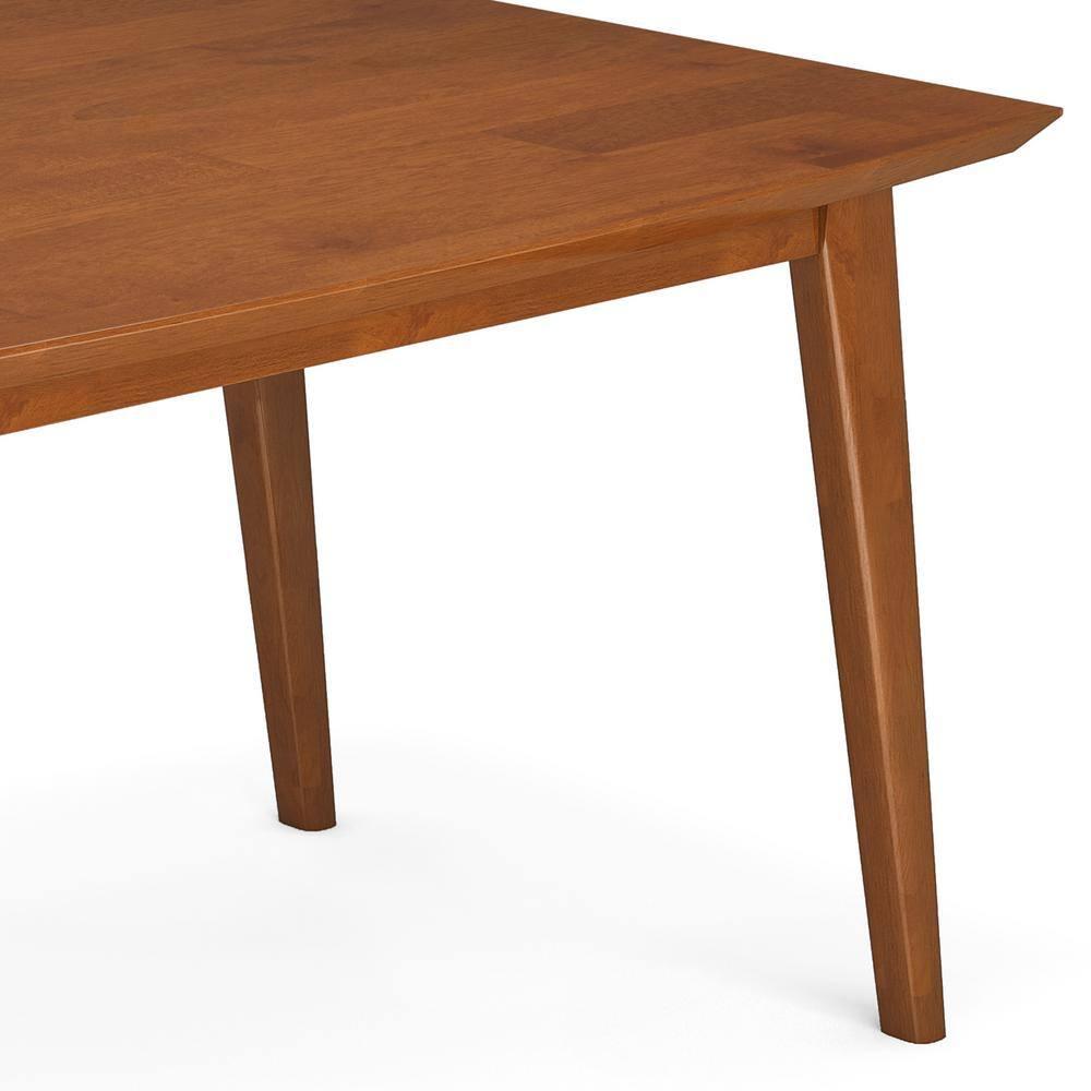 Simpli Home Draper 66"W Solid Wood Mid-Century Modern Rectangle Dining Table, Seats 6