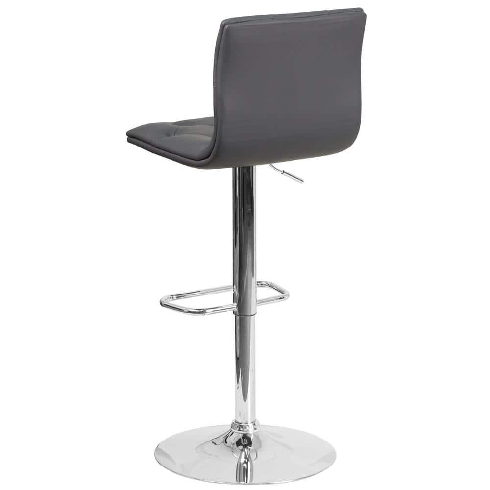 Flash Furniture Contemporary Button Tufted Gray Vinyl Adjustable Height Barstool with Chrome Base