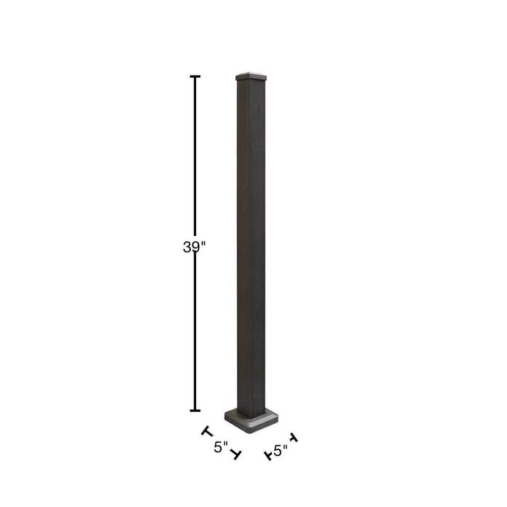 Weatherables 2-1/2-in x 2-1/2-in x 3-1/4-ft Textured Black Aluminum Deck Post