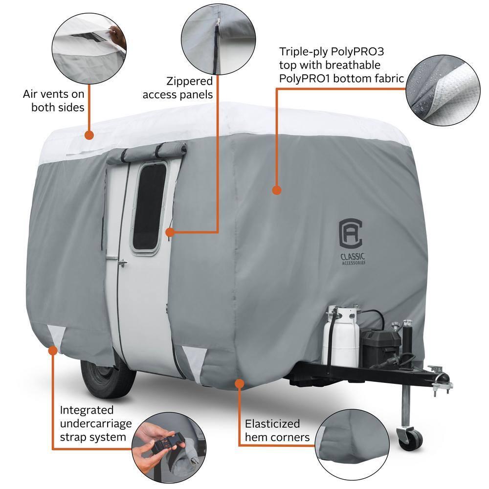 Classic Accessories OverDrive PolyPRO 3 Molded Fiberglass Travel Trailer Cover, Fits 10-13' Trailers