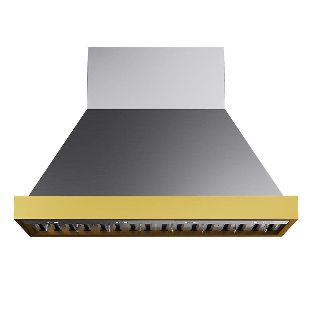 Kucht 48 in. 800 CFM Wall Mounted Range Hood with Gold Accents