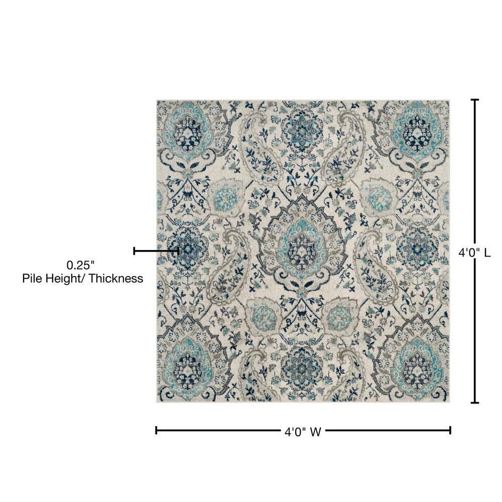 Madison MAD600 Power Loomed Indoor Area Rug - Cream/Light Grey - 4'x4' - Safavieh