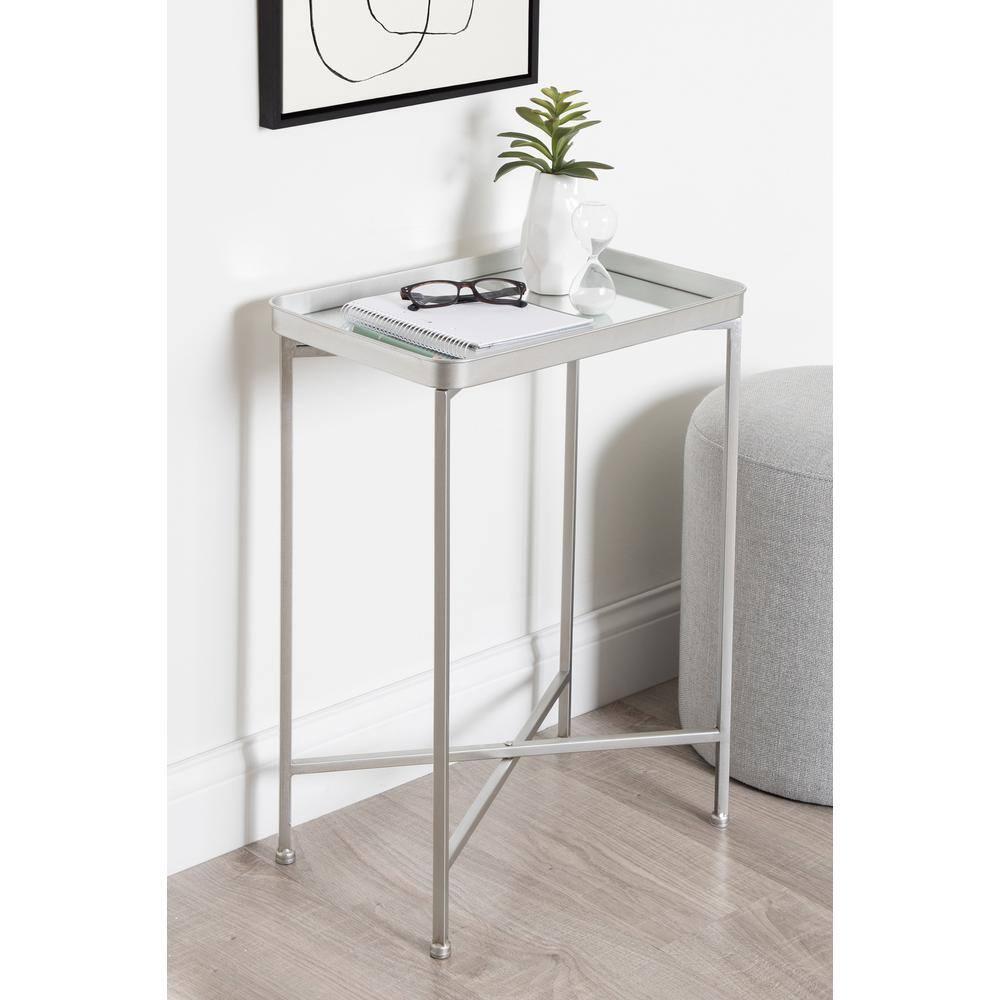 Kate and Laurel Celia Rectangle Metal Side Table, 18x12x26, Silver