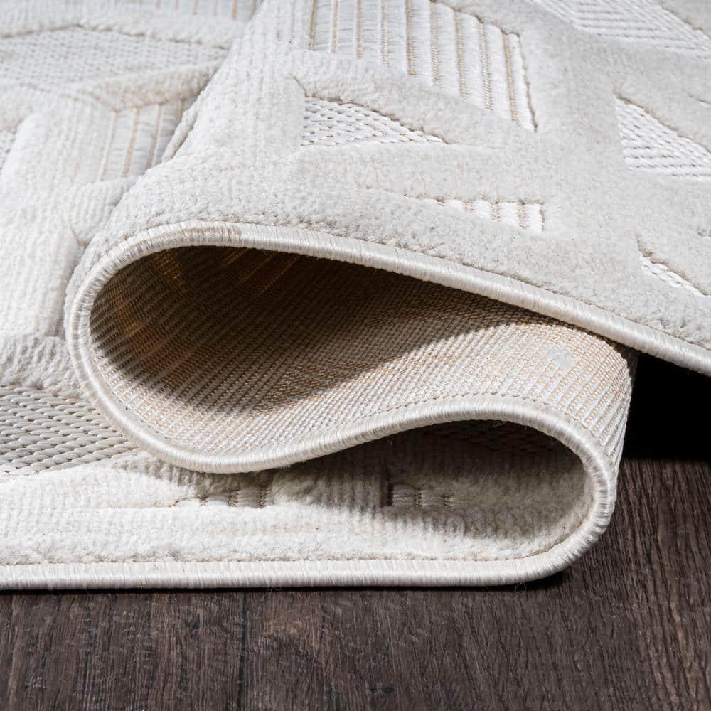 3'x5' Talaia Neutral Geometric Indoor/Outdoor Area Rug, Ivory - JONATHAN Y