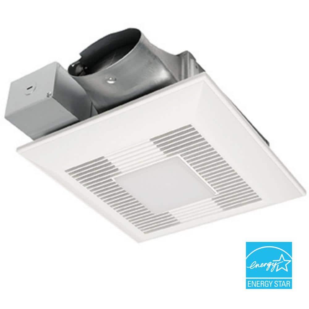 Panasonic WhisperValue Ceiling/Wall Mount Bathroom Exhaust Fan with Dimmable LED Light, 50-80-100 CFM, FV-0510VSL1