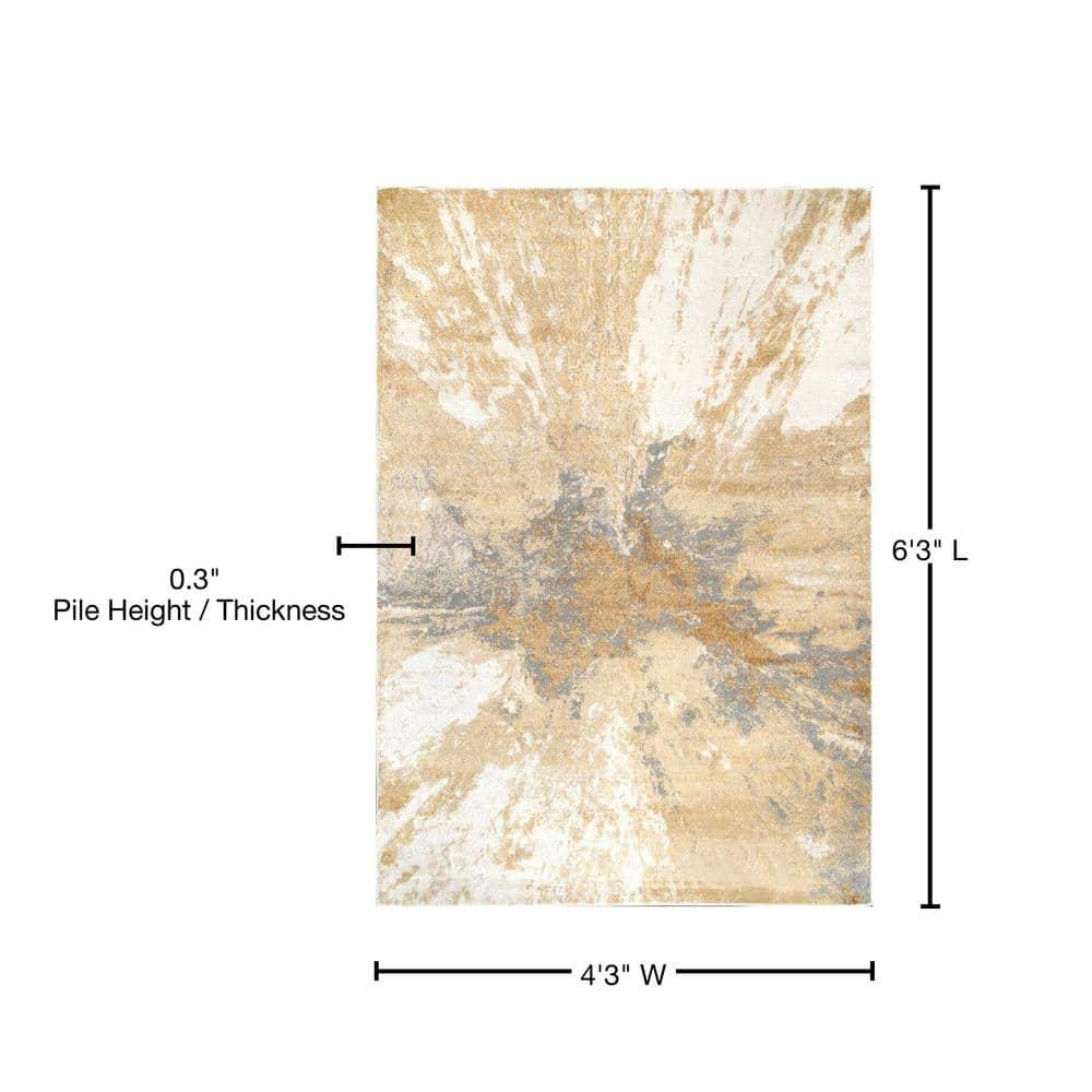 Nuloom Cyn Abstract 4x6 Indoor Area Rug for Living Room Bedroom Dining Room Kitchen, Gold/Ivory