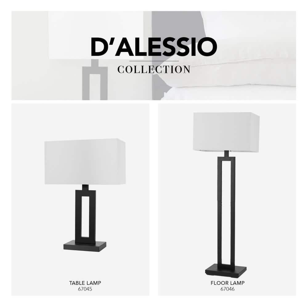 Globe Electric D'Alessio 58" Matte Black Floor Lamp with White Linen Shade, 67046
