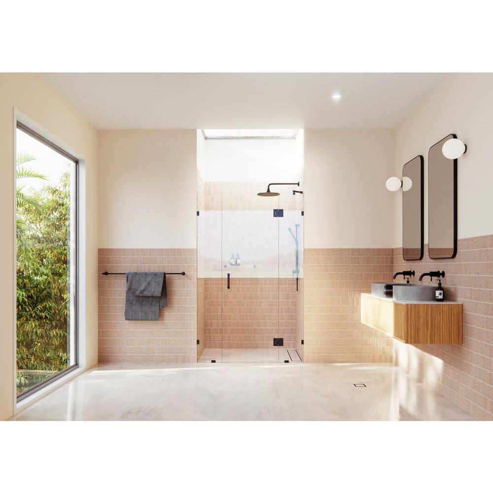Glass Warehouse Stellar 53 in. W x 78 in. H Fully Frameless 3 Panel Inline Glass Hinged Shower Enclosure GHF-53-MB