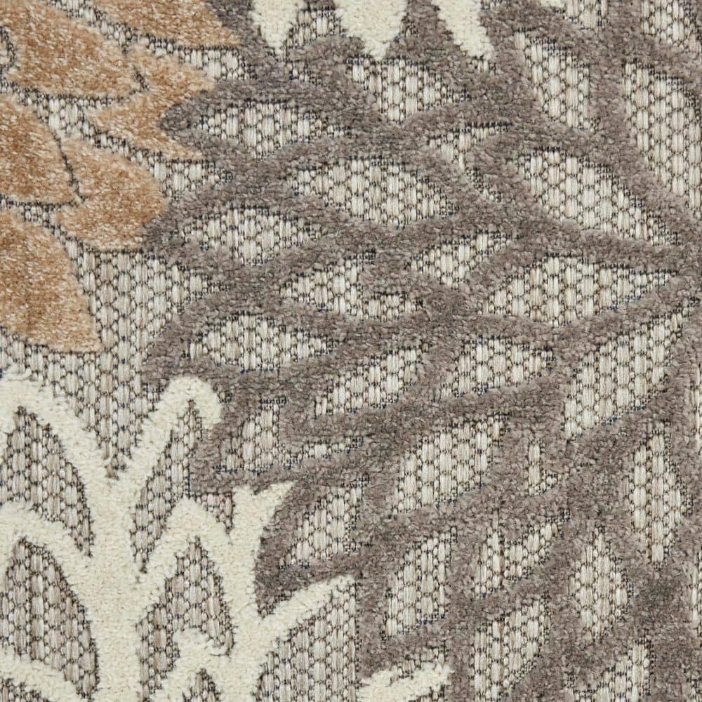 Nourison Aloha Floral Bloom Flatweave High-Low Indoor Outdoor Runner Rug Natural 2' x 6'