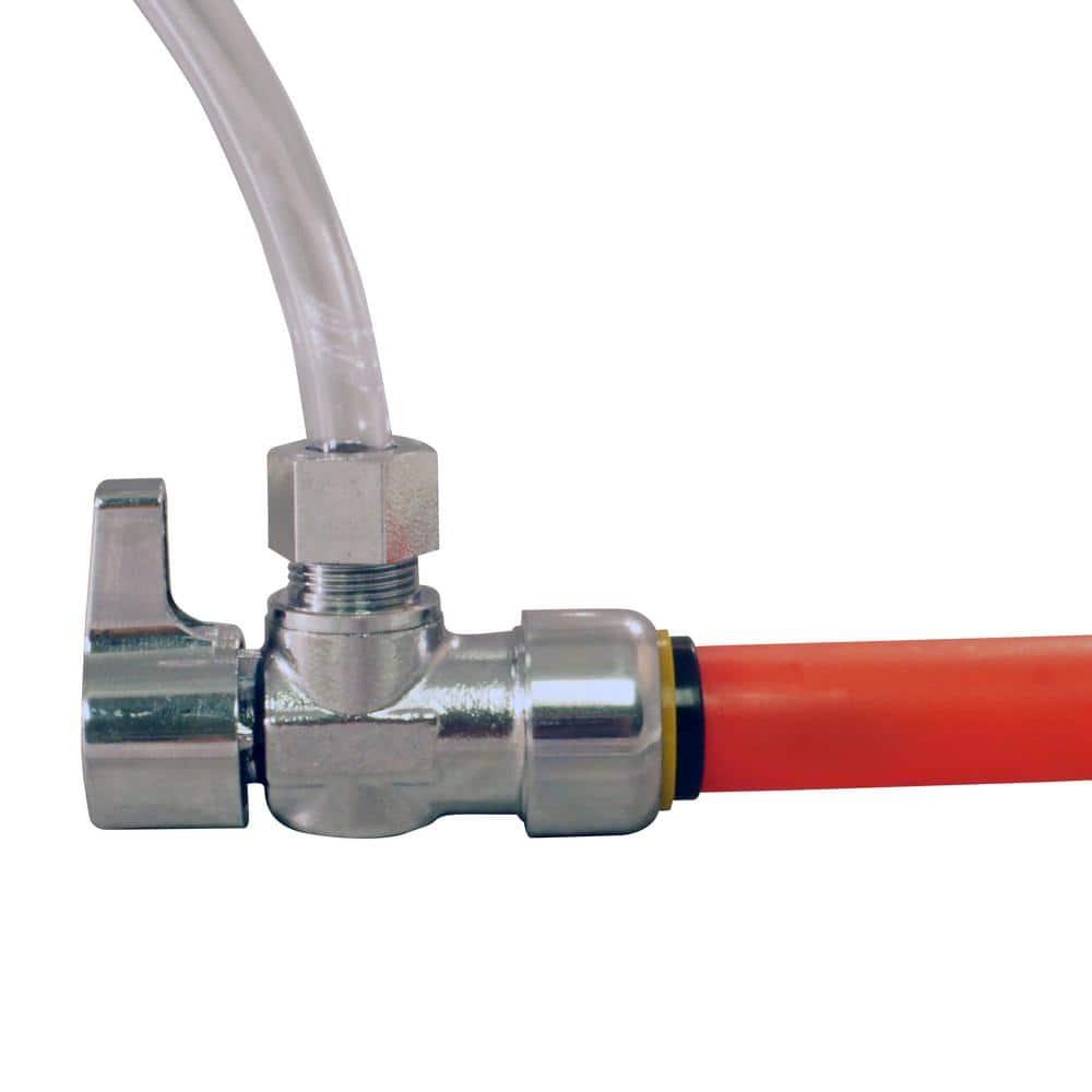 Tectite FSBVA1238C 1/2 in. Chrome-Plated Brass Push-to-Connect x 3/8 in. O.D. Compression Quarter-Turn Angle Stop Valve