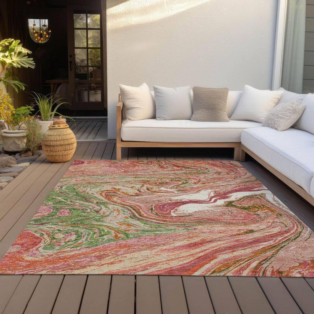 Addison Rugs Chantille Indoor/Outdoor Transitional Geometric, Abstract Coral Washable Rectangle Rug, 2'6" x 3'10"