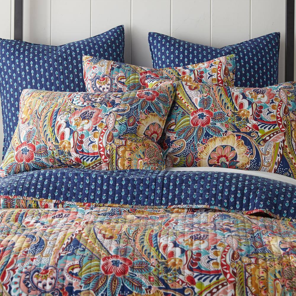 Nanette Floral Quilt Set - Twin/Twin XL Quilt and One Standard Sham Navy - Levtex Home