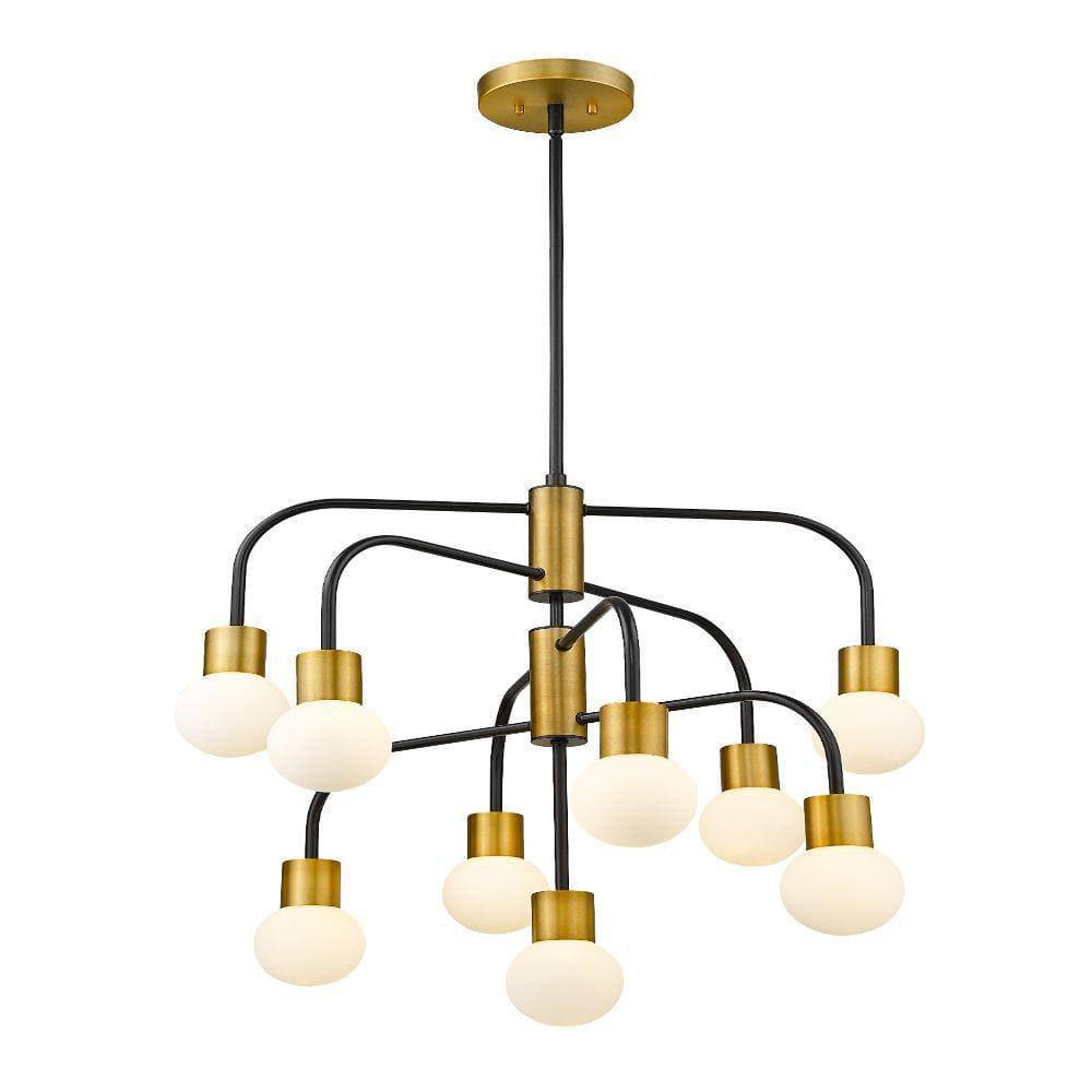 Z-Lite Neutra 9 - Light Chandelier in  Matte Black/Foundry Brass