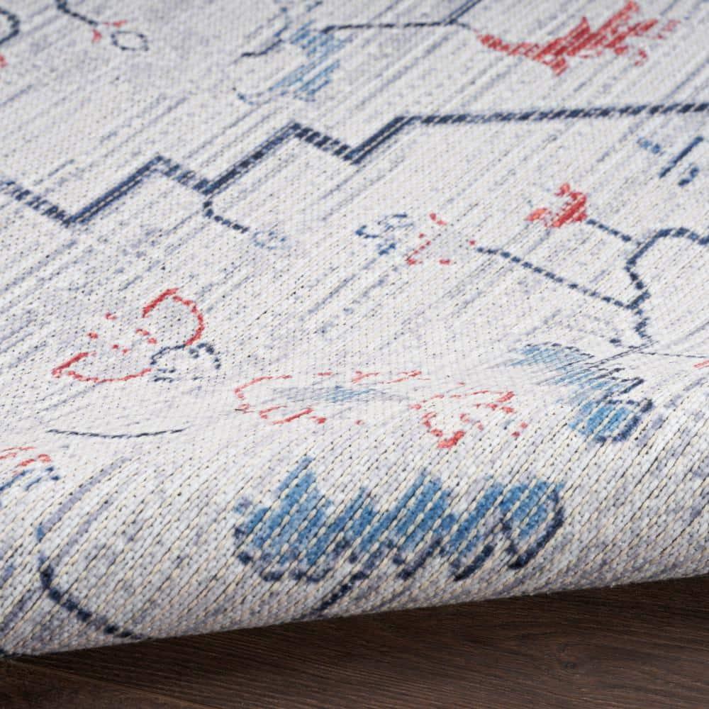 Bungalow Rose Oriental Machine Washable Area Rug in Gray