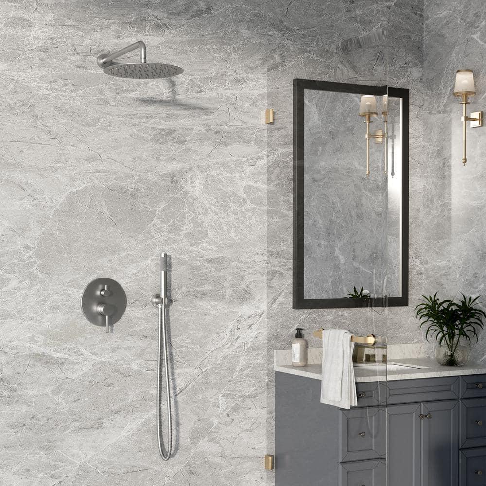 Pressure-Balanced Complete Shower System with 10-Inch Rain Shower Head, Handheld, Rough-in Valve