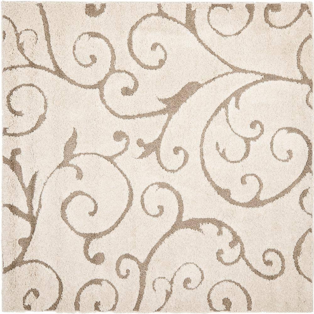 Florida Shag SG455 Power Loomed Indoor Area Rug - Cream/Beige - 4'x4' - Safavieh.