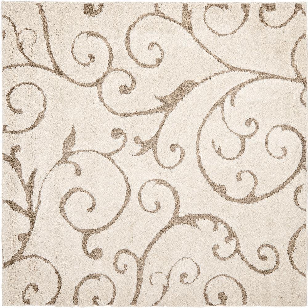 Florida Shag SG455 Power Loomed Indoor Area Rug - Cream/Beige - 6'7"x6'7" - Safavieh.