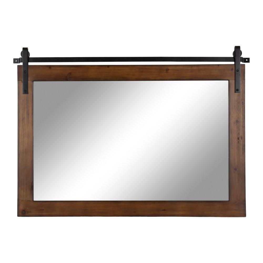 Kate and Laurel Cates Wood Rectangle Mirror, 38x27, Walnut Brown