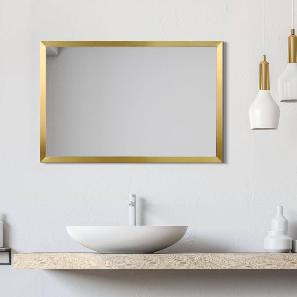 Empire Art Direct PSM-60106-2030 Contempo Brushed Stainless Steel Gold rectangular Wall Mirror