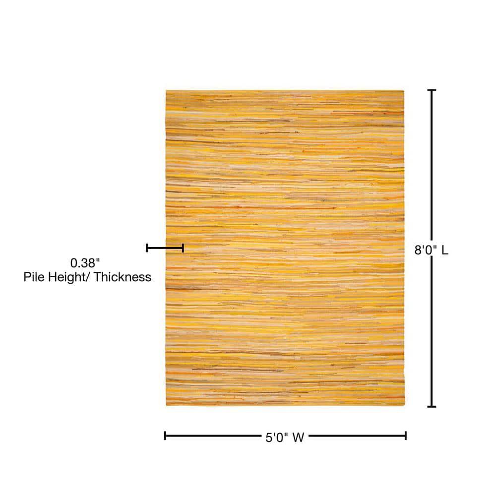 Rag Rug RAR130 Hand Woven Indoor Area Rug - Yellow/Multi - 5'x8' - Safavieh.