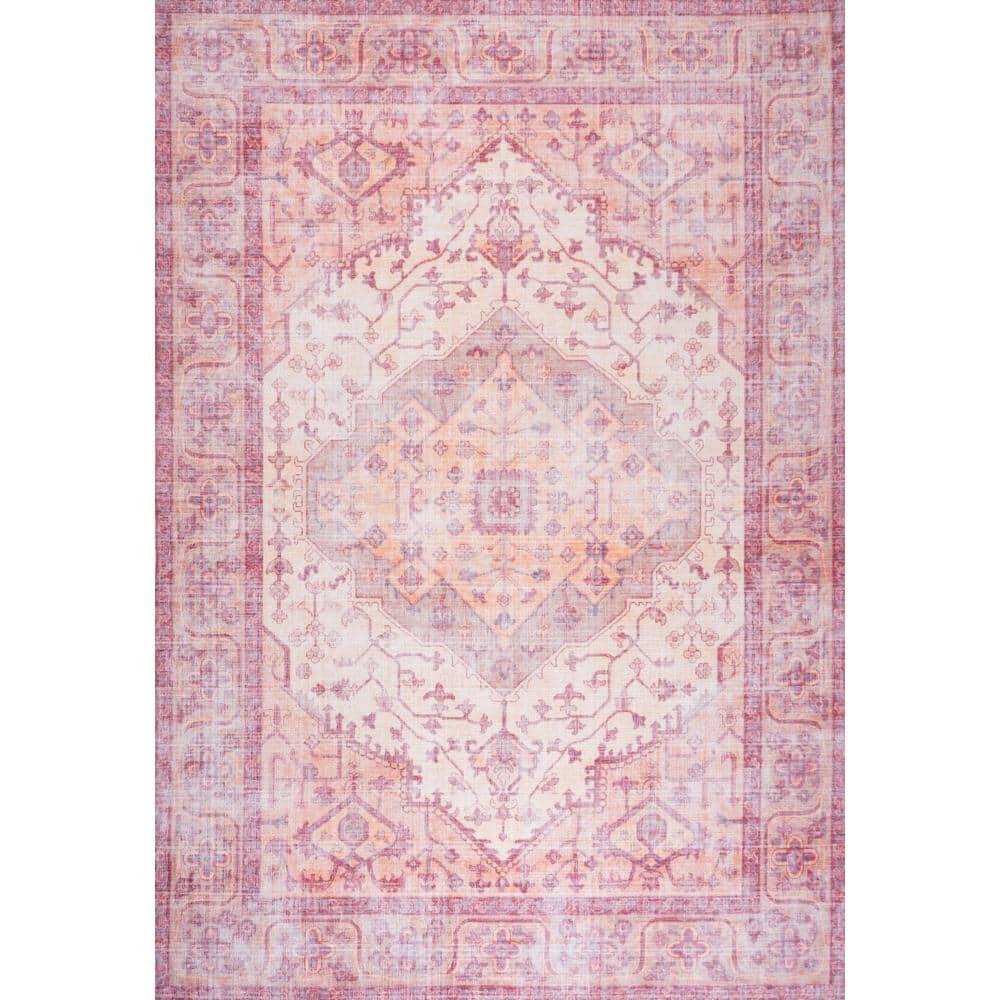 4' x 6' Alacati Ogee Medallion Machine Washable Indoor/Outdoor Area Rug, Red/Orange/Cream - JONATHAN Y