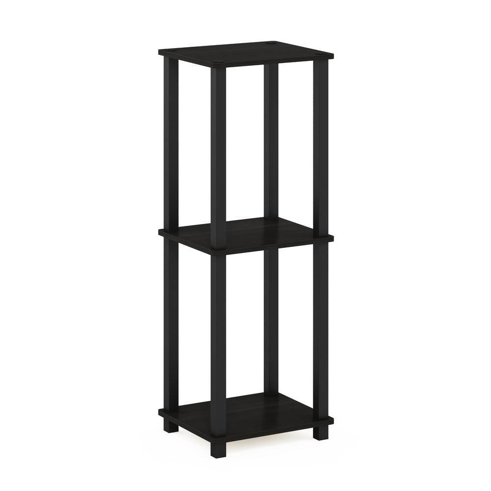 Furinno 2PCS Simple Design 2-Tier End Table Sofa Side Coffee Table W/Open Storage Shelf,Espresso/Black