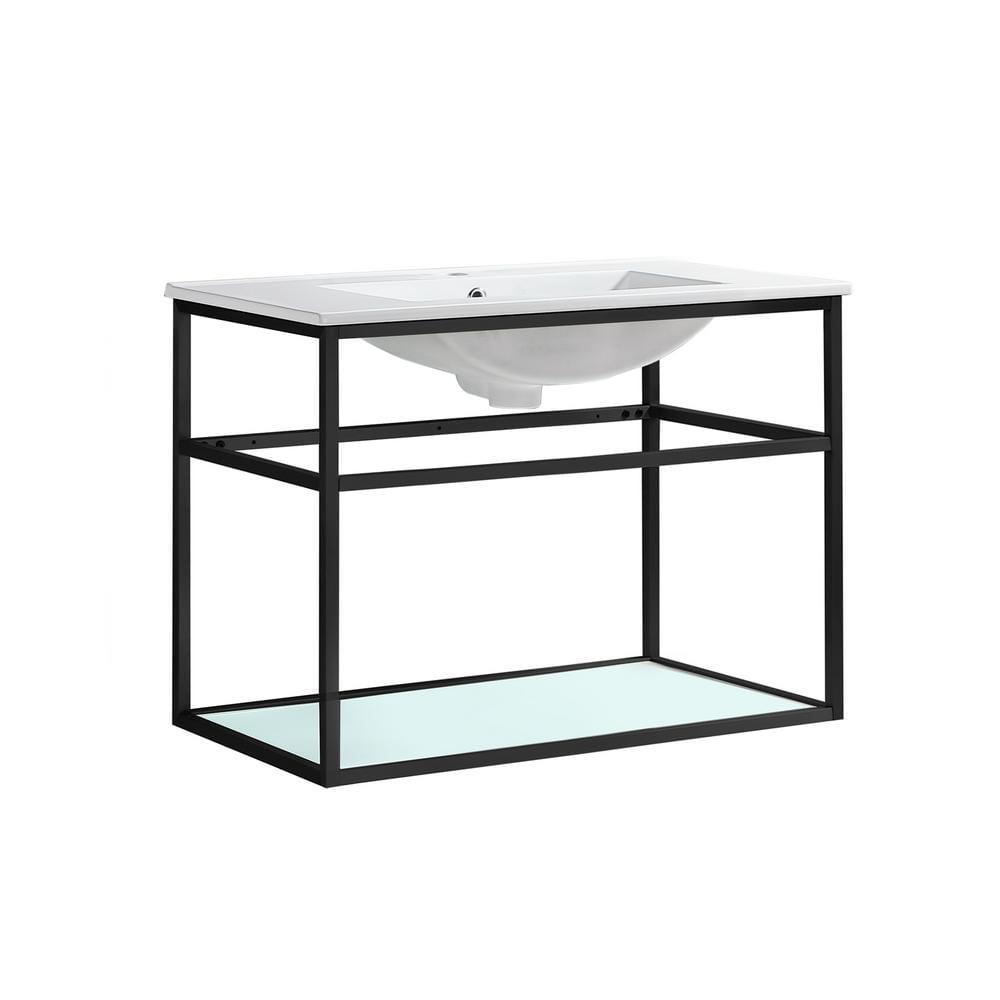 Pierre 30 Single, Open Shelf, Metal Frame Bathroom Vanity