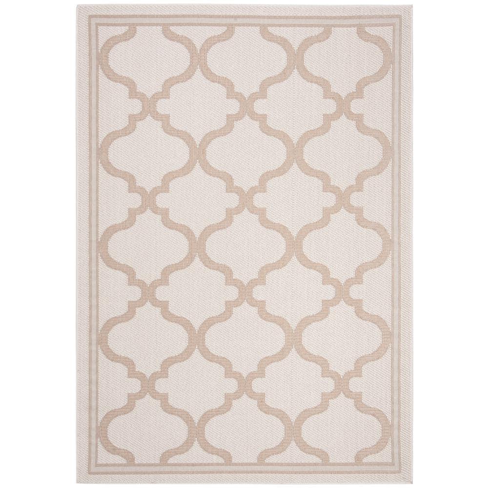 SAFAVIEH Bermuda Tamaya Geometric Machine Washable Indoor/Outdoor Area Rug, Ivory/Beige, 3' x 5'