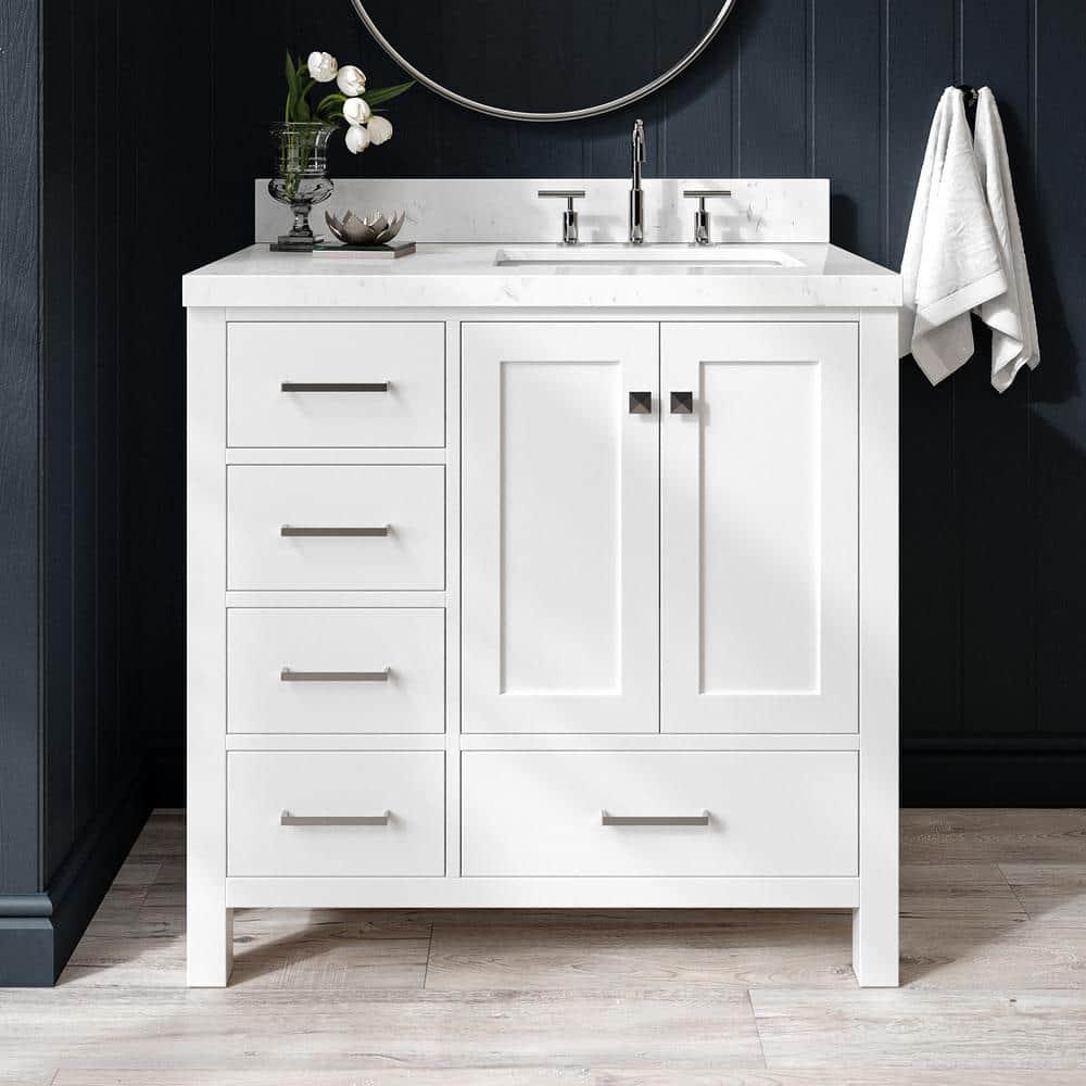 Ariel A037s-R-Bc Cambridge 36" Single Free Standing Wood Vanity Cabinet Only - White