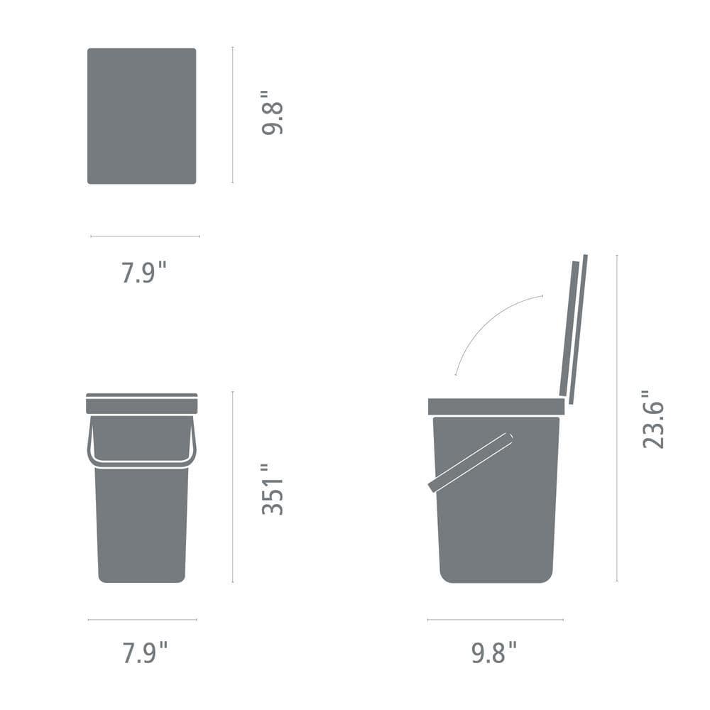 Brabantia Sort & Go Plastic Recycling Bin, 3.2 Gallon