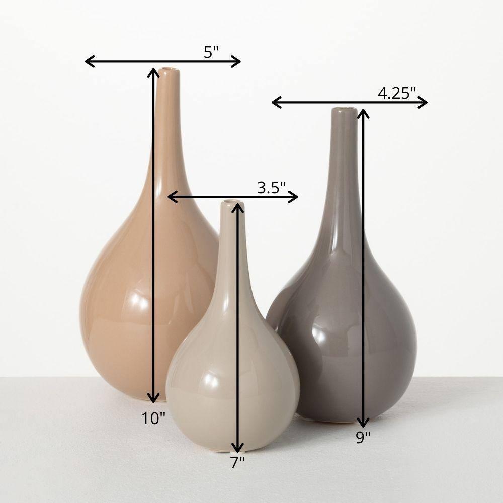 Sullivans Warm Glossy Ceramic Vase Set of 3, 10"H, 9"H & 7"H Multicolored