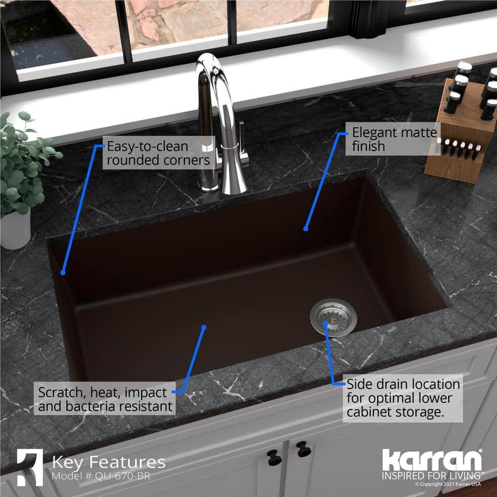 Karran Undermount Quartz Composite 31-3/4'' X 19-1/4'' Single Bowl Kitchen Sink