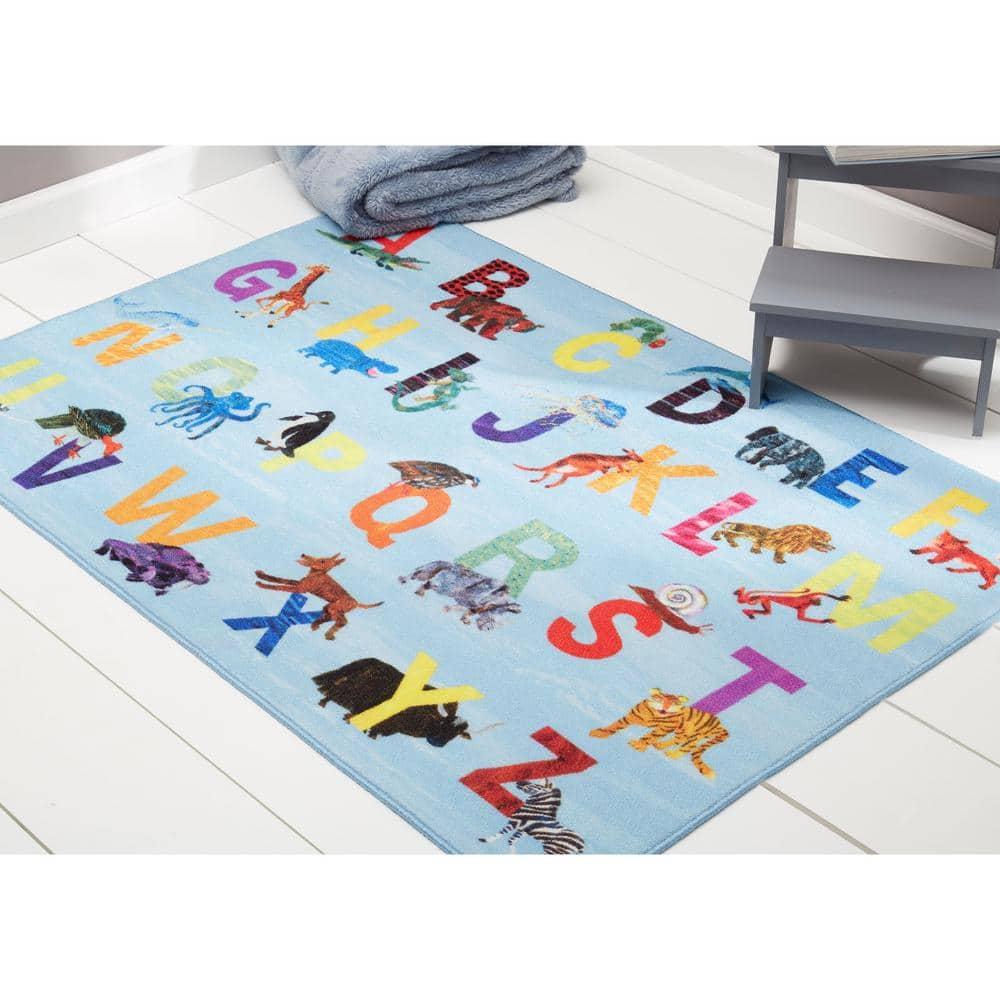 Eric Carle Alphabet Zoo Blue Area Rug
