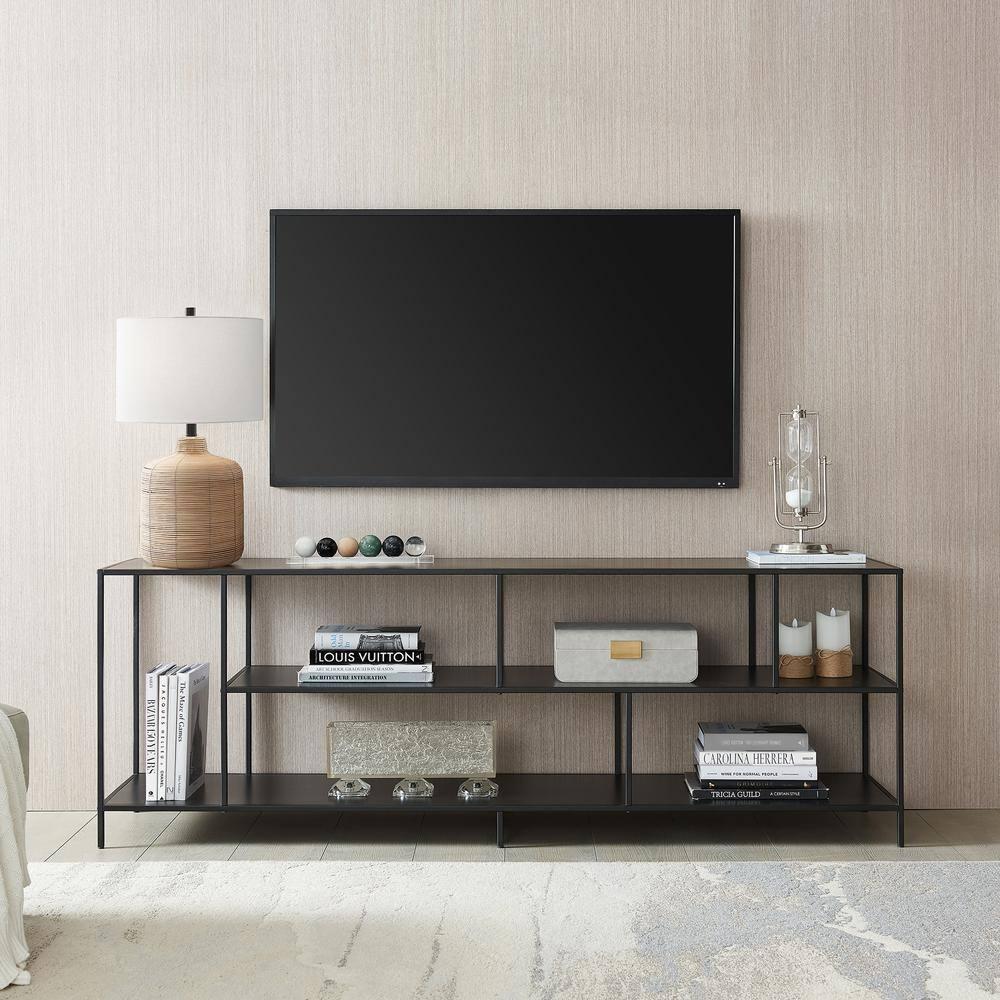 70" Black Bronze TV Stand with Metal Shelves - Henn&Hart