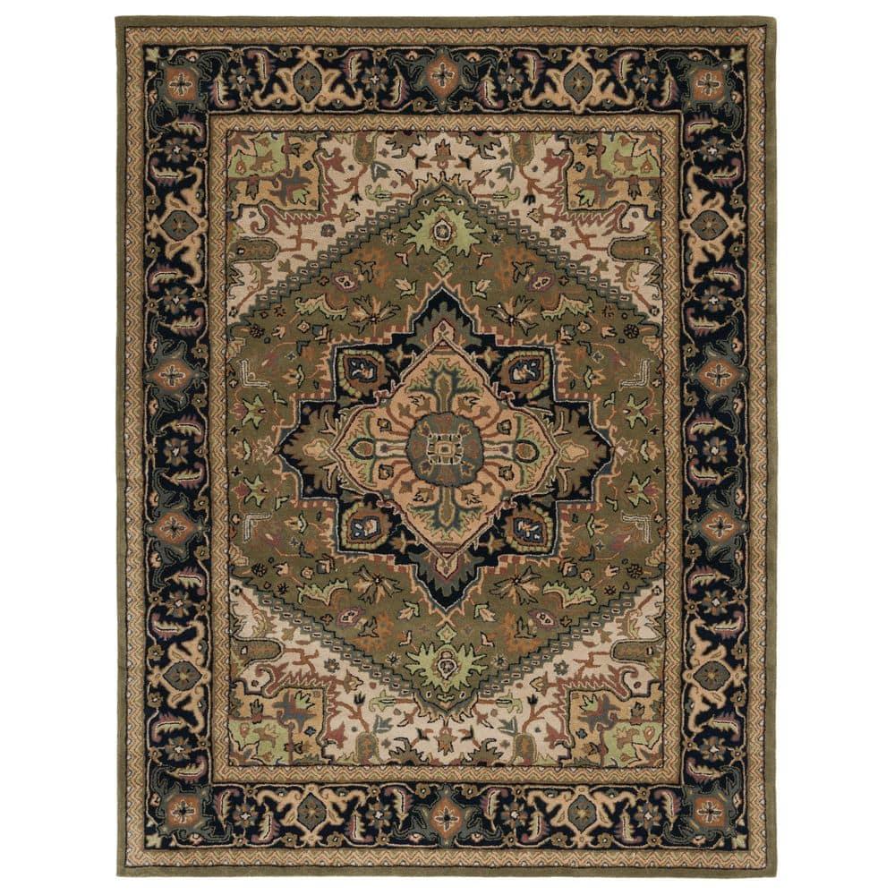 SAFAVIEH Heritage York Oriental Wool Area Rug, Green/Light Brown, 9' x 12'