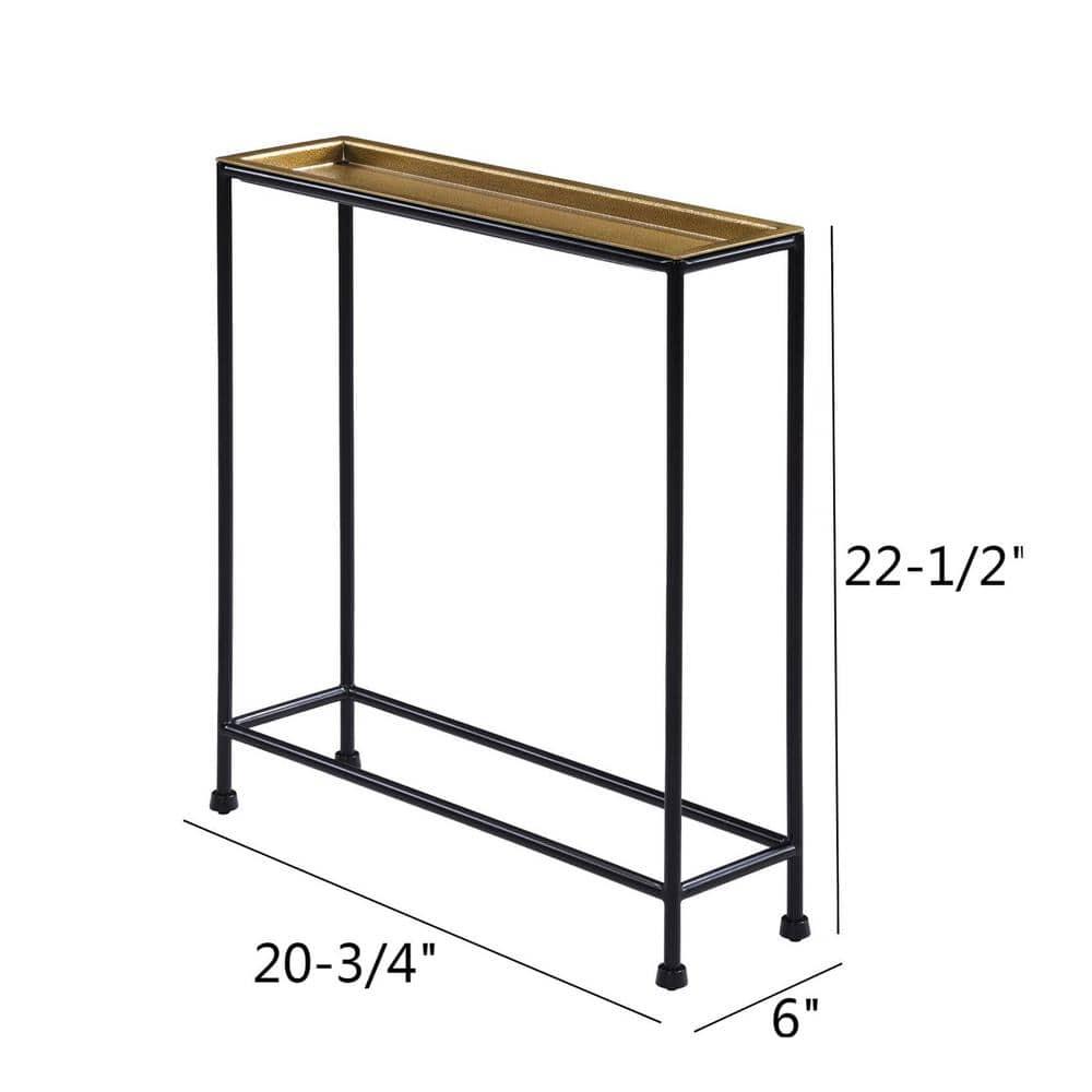 Comfort Pointe Tivoli Side Table Brass/Antique Bronze: Removable Tray, No Assembly, Metal Frame