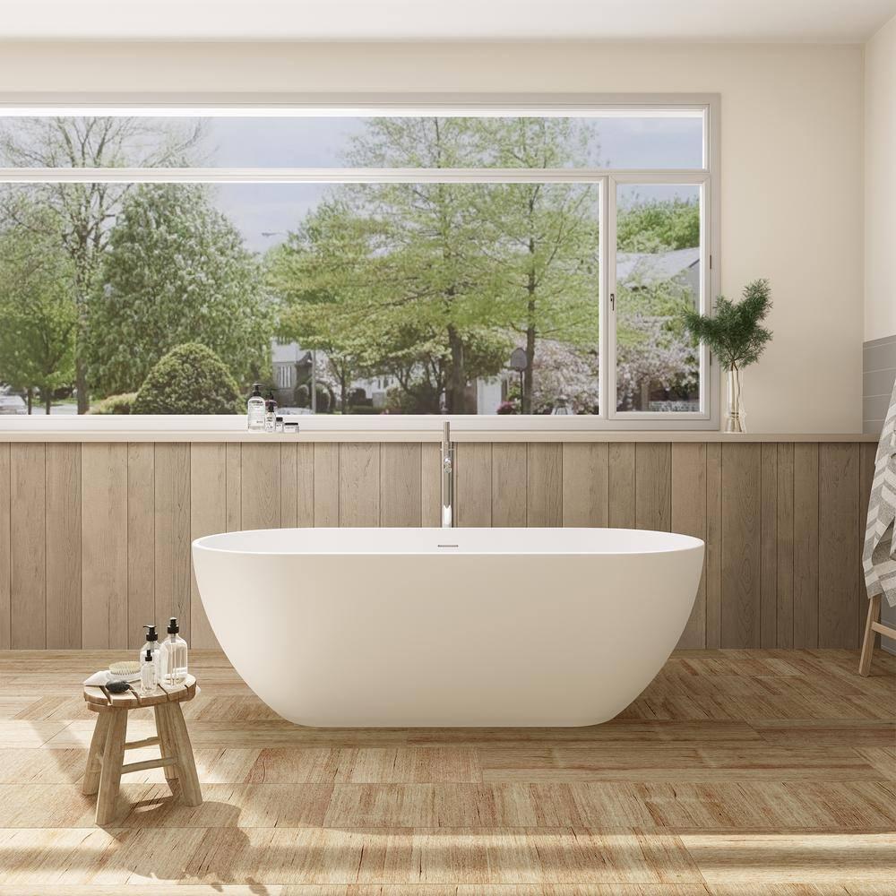 Ryder 59.1'' x 29.5'' Freestanding Soaking Stone Rein Bathtub