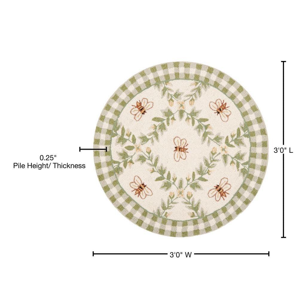 Chelsea HK55 Hand Hooked Accent Rug - Ivory/Green - 3' Round - Safavieh.